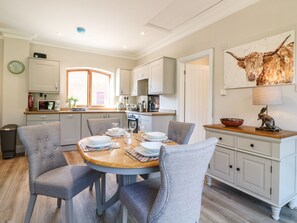 Fridge, dishwasher, electric kettle, cookware/dishes/utensils