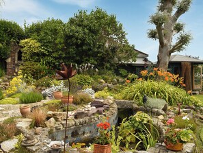 A garden with various plants and a small pond. - 1 bedroom accommodation in Crows Nest, near Liskeard (Crows Nest, near Liskeard)