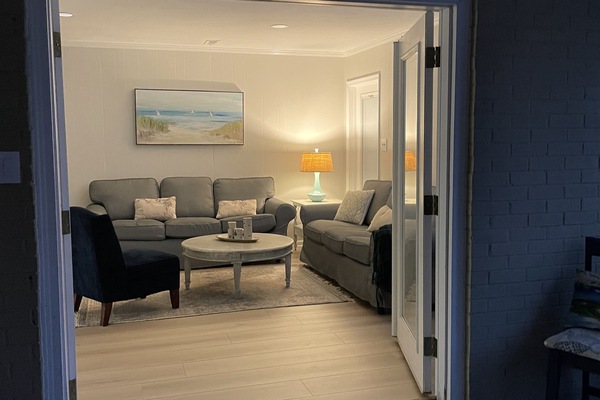 View from living room(Wheel chair ramp available 3 inch step to enter)