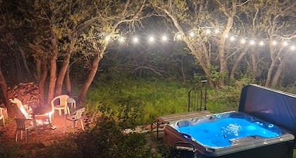 Hot tub fun, warm up by the fire pit, after a long day of winter play!