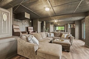 Smart TV, fireplace, video games, table football