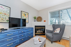 Televisión, chimenea