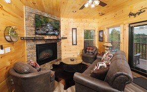 TV, fireplace, video games