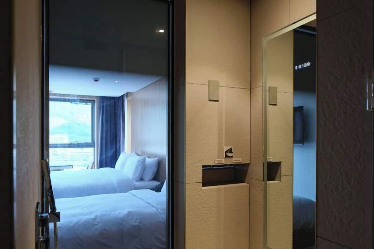 1 slaapkamer, luxe beddengoed, donzen dekbedden, een kluis op de kamer