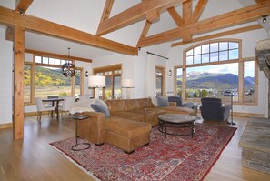 TV, fireplace, offices - River Haven / Lux Home Right on the Slate River / Fishing Access! Views to Town! (Crested Butte)