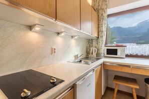 Fridge, microwave, stovetop, dishwasher