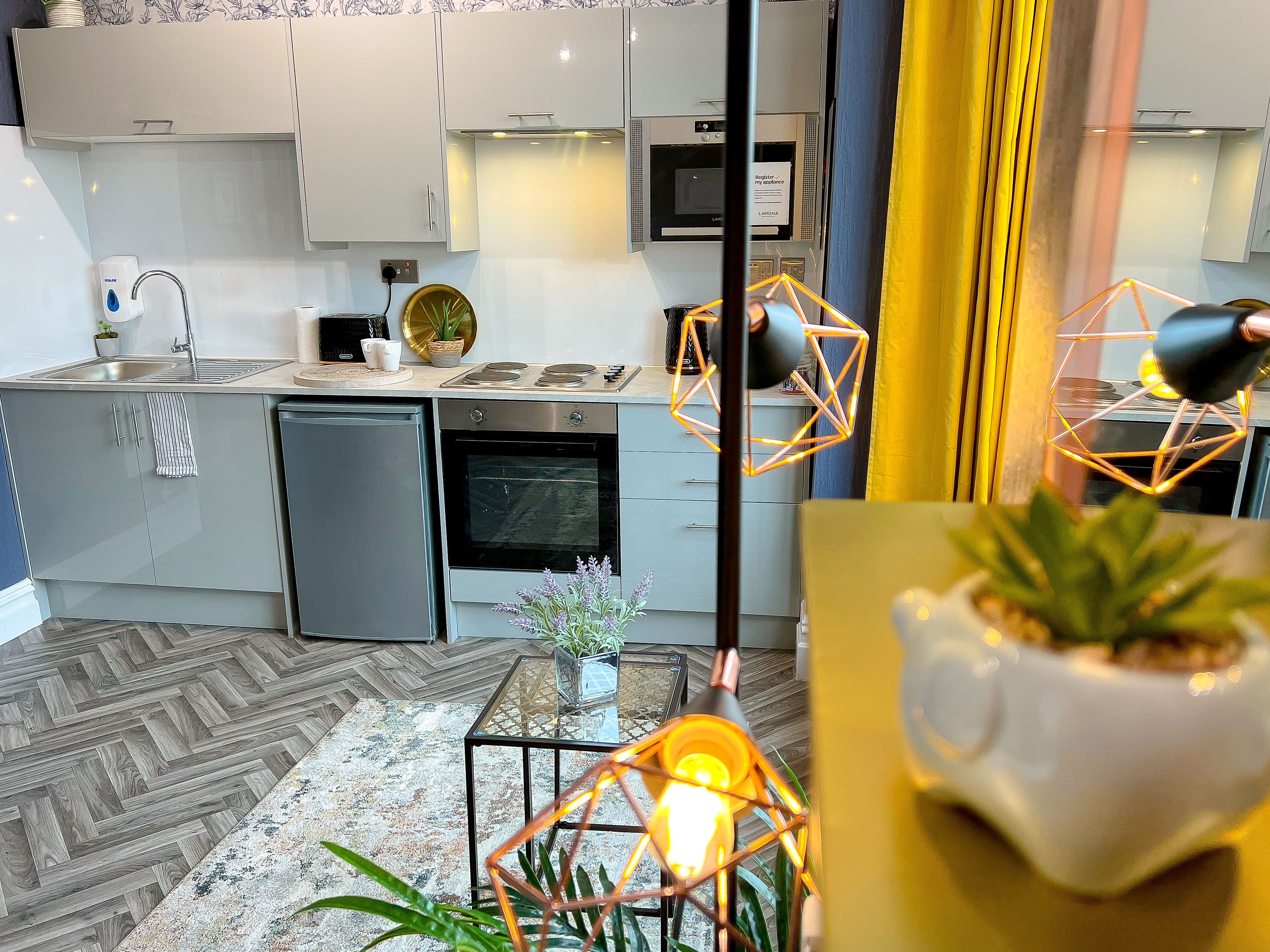 高級開放式客房 | 私人廚房 | 電冰箱、微波爐、爐台、電熱水壺