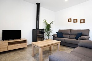Televisión y chimenea