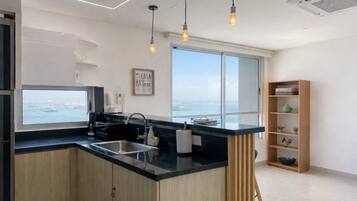 Apartment (HN04H) | Private kitchen | Full-size fridge, microwave, oven, stovetop
