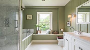 Bathtub, hair dryer