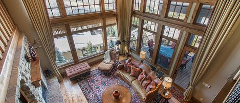 Smart TV, fireplace, DVD player, foosball