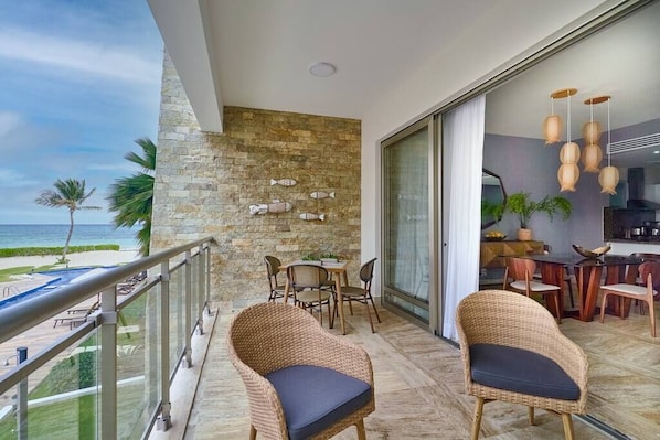 Outdoor dining - Beach Condo w/ Ocean View Bh-201 @ Costa Atlantica (Punta Cana)