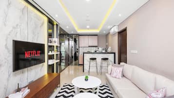 Apartment, 1 Bedroom | Living area | 43-inch Smart TV with digital channels, TV