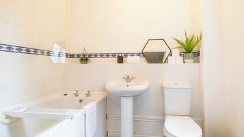 Combined shower/bathtub, hair dryer