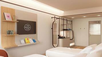 In-room safe, desk, laptop workspace, blackout curtains