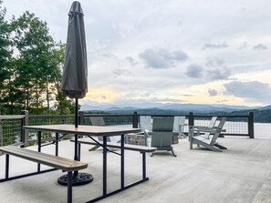 Outdoor dining - New Waterfront Home - Amazing Views of Lake James and NC Mountains (Nebo)