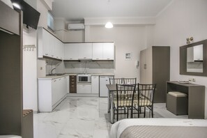 Family Apartment | Private kitchen | Mini-fridge, microwave, paper towels