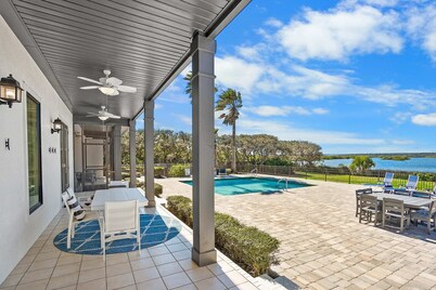 Waterfront Home w Patio, Heated Pool, Dock, Beach