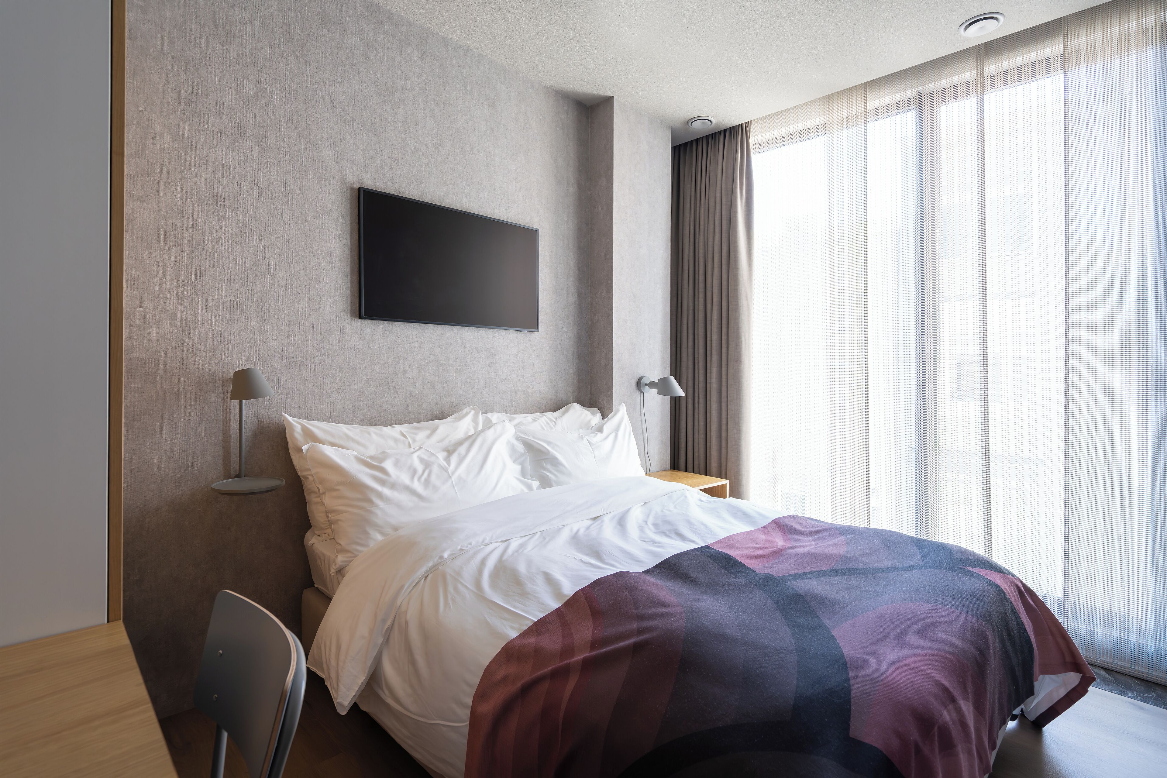 Egyptian cotton sheets, premium bedding, desk, blackout drapes