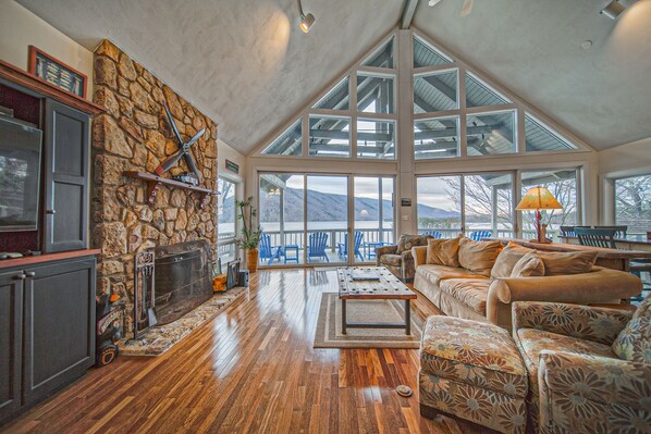 Télévision, cheminée, jeux vidéo, lecteur de DVD