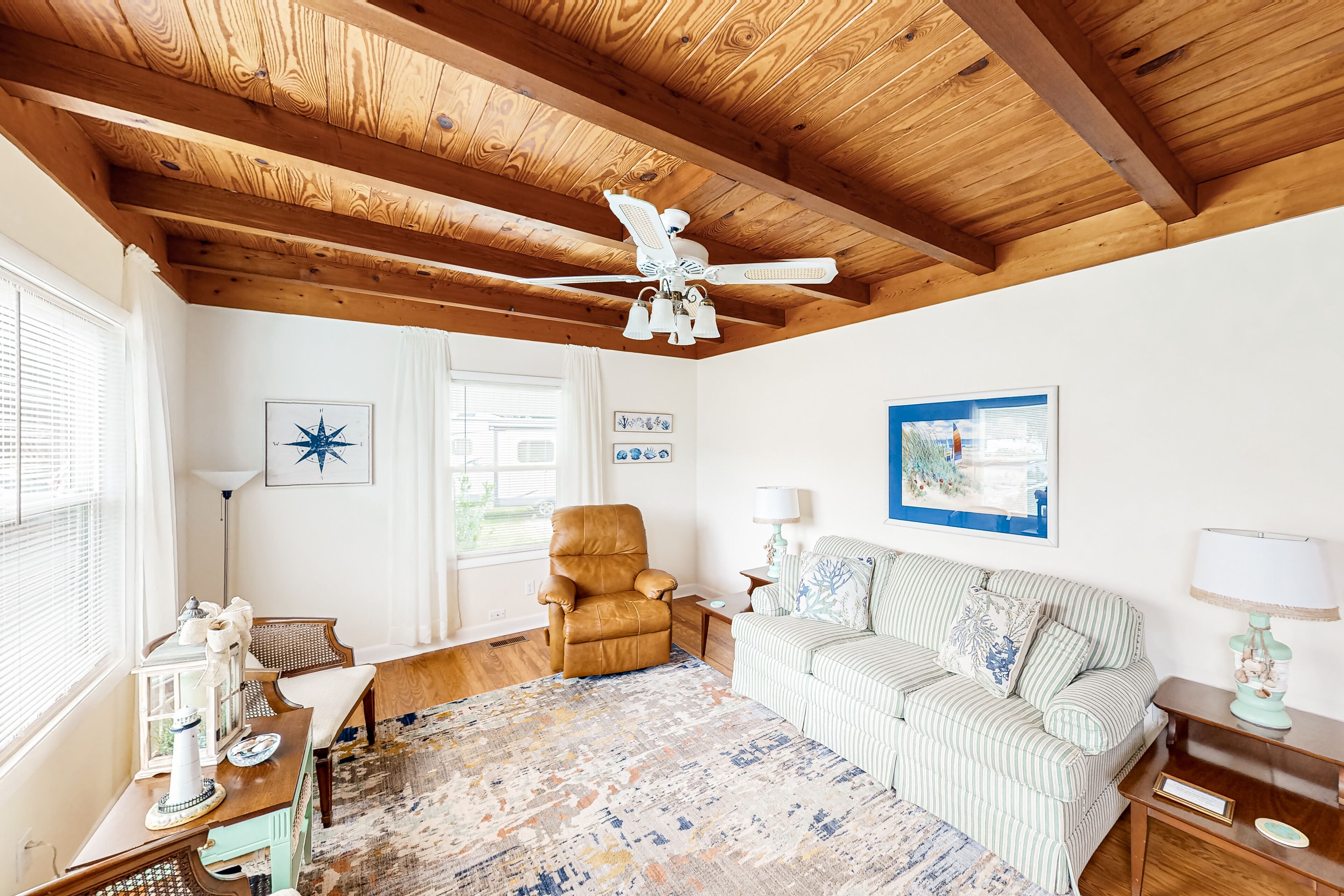 Comfy beach home with central AC, private W/D, and short walk to beach access