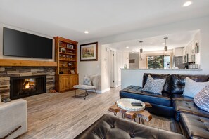 Televisión y chimenea