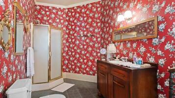 Bathtub, hair dryer, towels