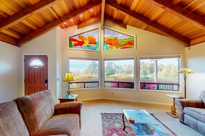 TV, fireplace, DVD player, books