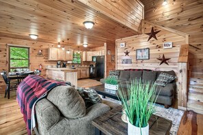 Smart TV, fireplace, foosball