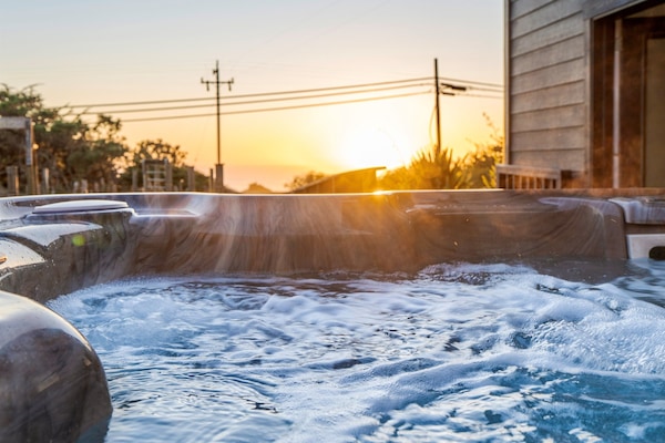 Ocean-view sunset from your secluded, private hot tub