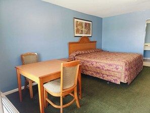 Desk, free WiFi, bed sheets