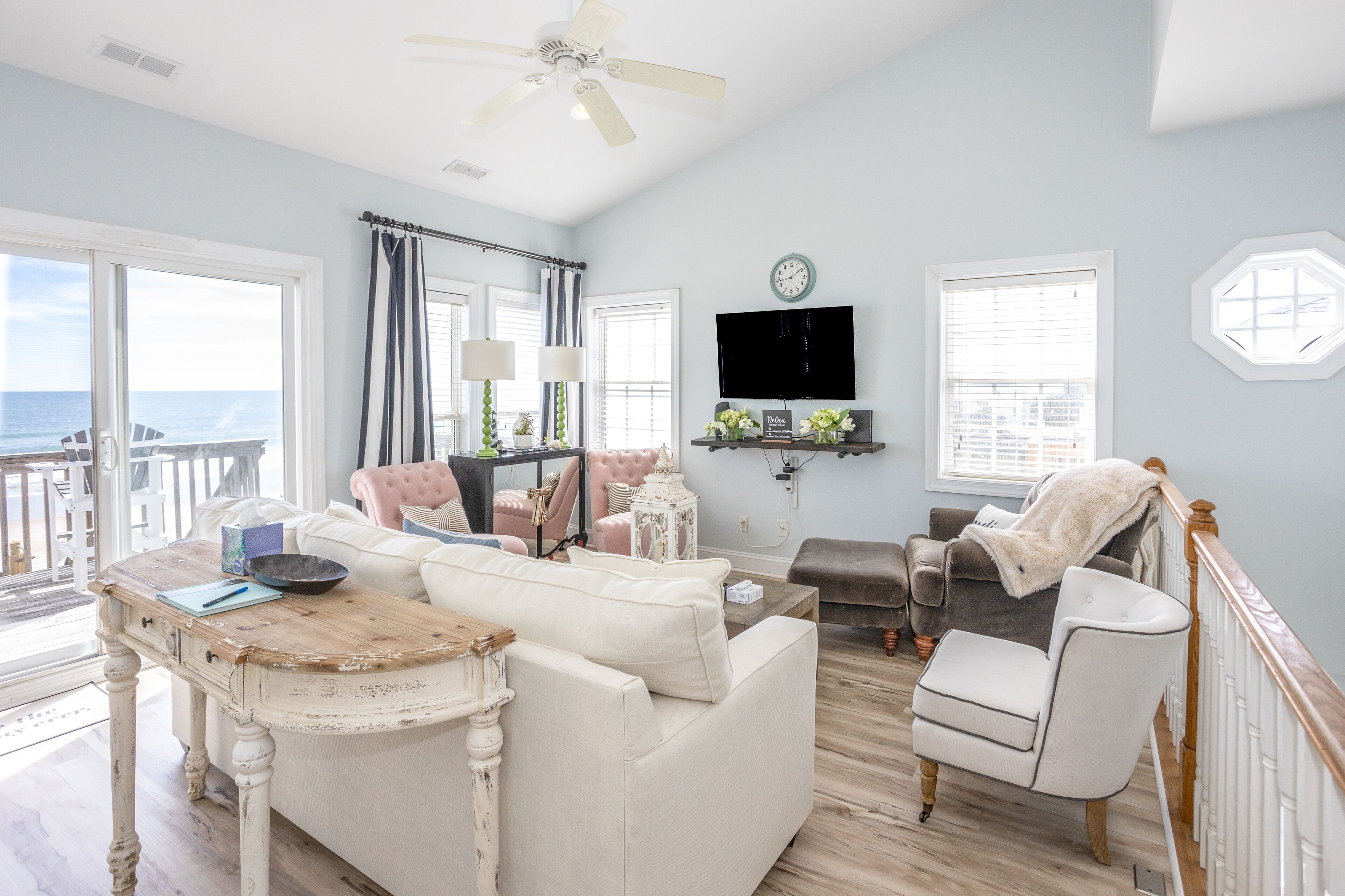 Oceanfront duplex with private beach walkout, central AC, & W/D
