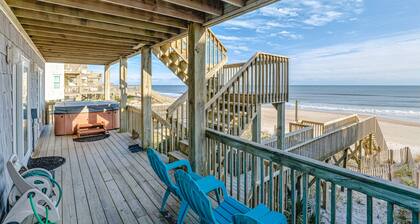 Oceanfront home with private beach access, hot tub, central AC, & W/D - dogs ok