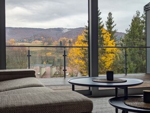 Premium appartement, 1 slaapkamer, open haard, uitzicht op bergen | Uitzicht vanuit de kamer