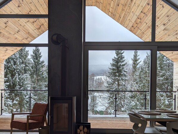 Premium appartement, 2 slaapkamers, open haard, uitzicht op bergen | Uitzicht vanuit de kamer