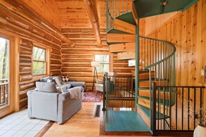 Smart TV, chimenea y libros 