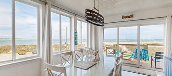 Beach & oceanfront dog-friendly home with water views, decks, outdoor shower