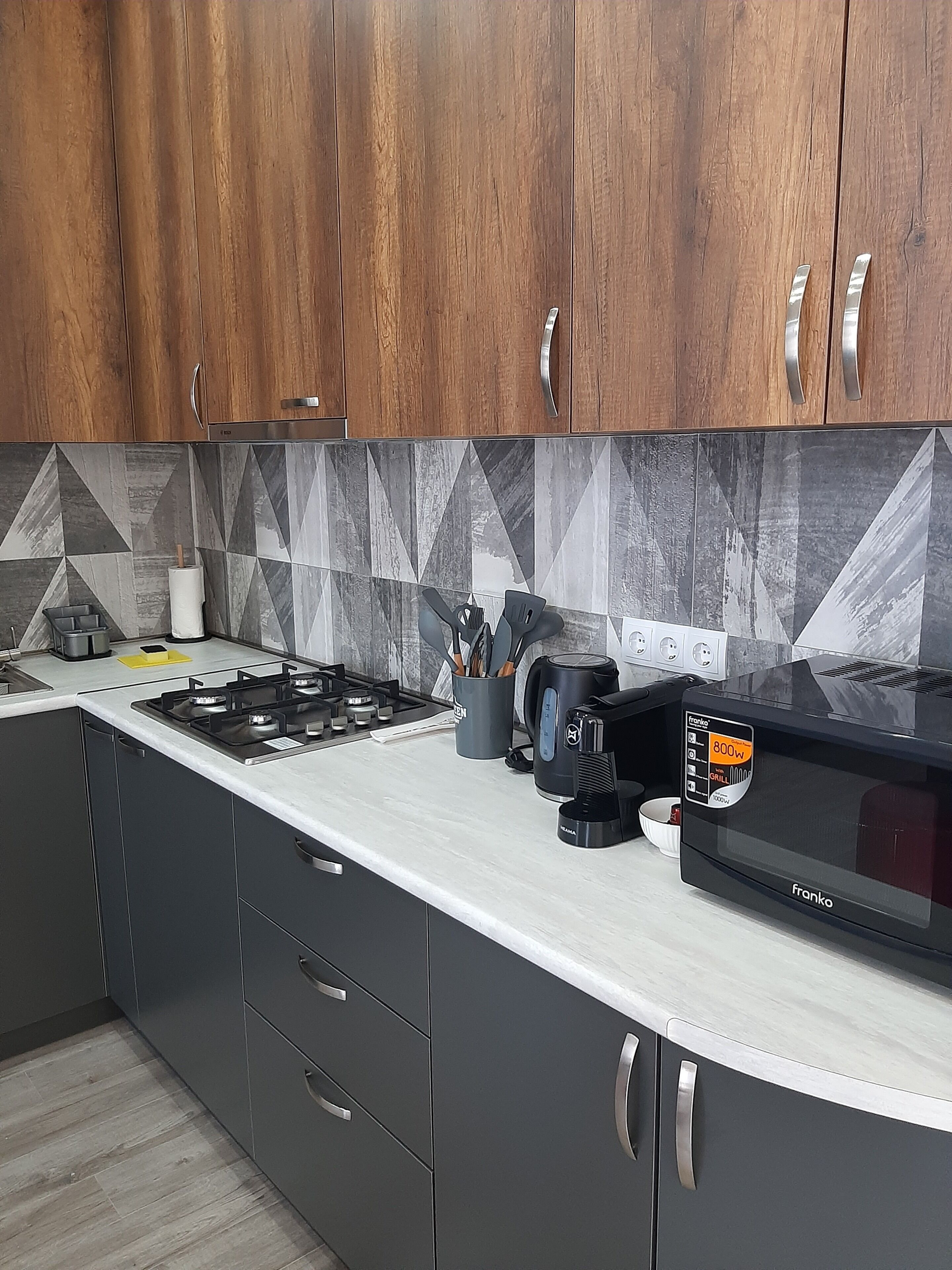 Frigorífic, microones, placa de cuina i cafetera i tetera 