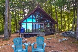 Exterior - Chalet-style lakefront home with private dock, beach, kayak, canoe & epic view (Meredith)