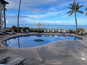 Outdoor pool - D35 Kona Reef - True Oceanfront & Top Floor! AC throughout! (Kailua-Kona)
