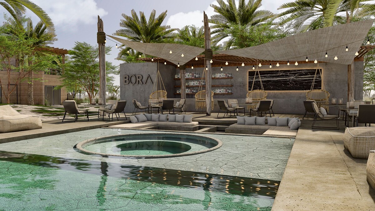 posh pool area at Bora Boutique Hotel Puerto Escondido