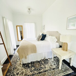 1 bedroom, desk, iron/ironing board, bed sheets