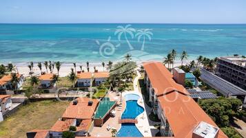 On the beach, white sand