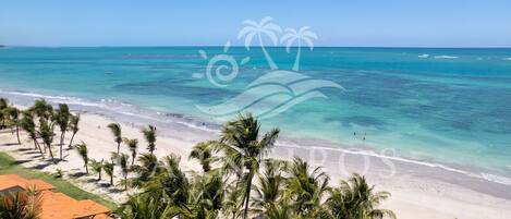 On the beach, white sand