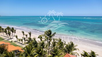 On the beach, white sand