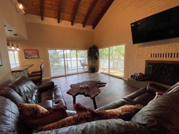 TV connectée, cheminée, jeux vidéo, lecteur de DVD