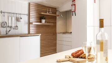 Frigorifero, microonde, piano cottura, macchina per tè/caffè