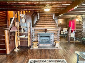 Brand new gas fireplace insert in the original log fireplace