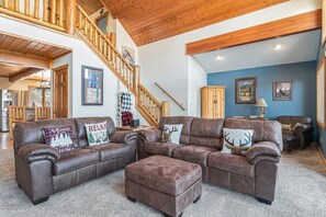 Smart TV, fireplace, DVD player, video library