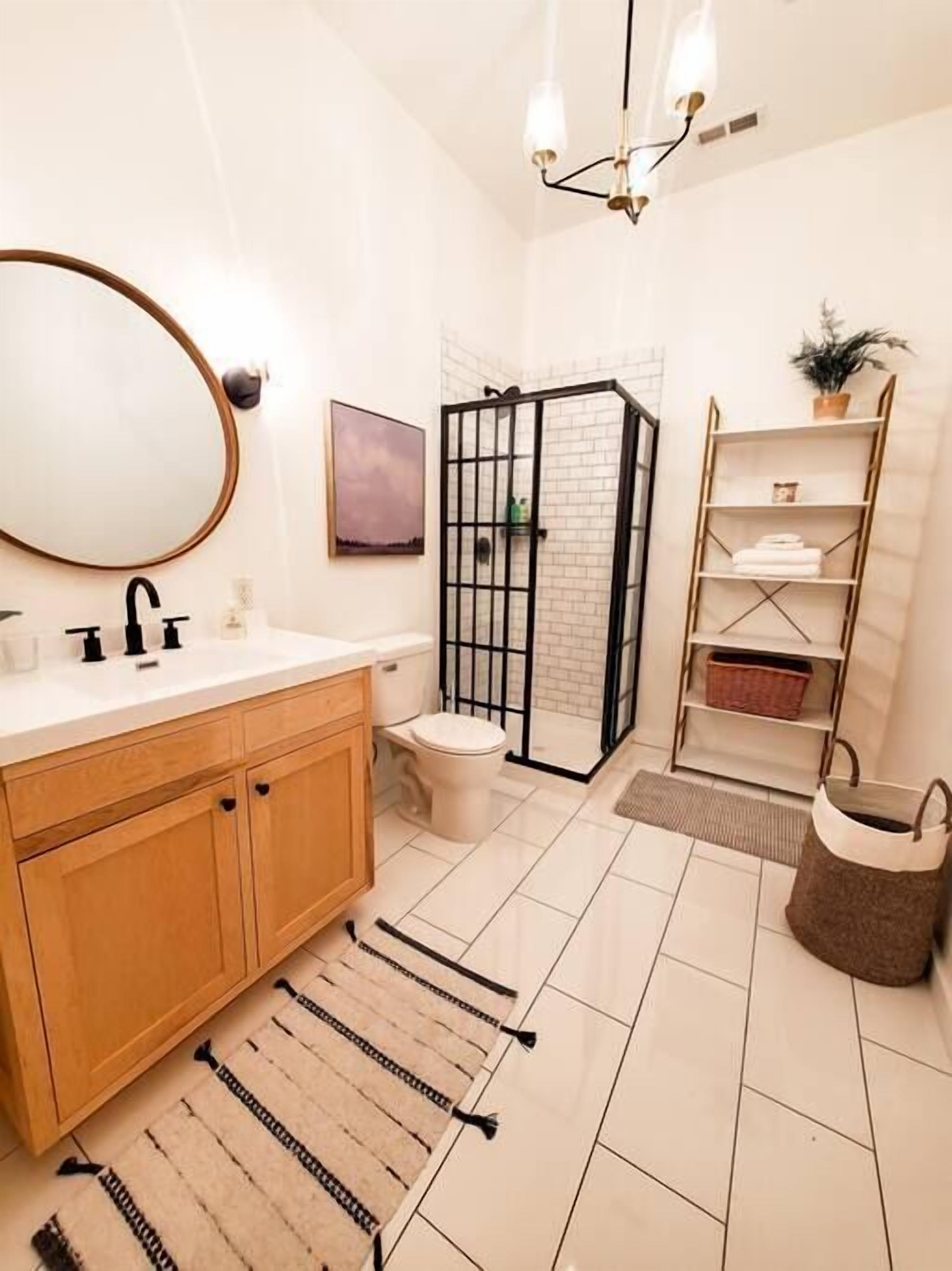Eco-friendly toiletries, hair dryer, towels